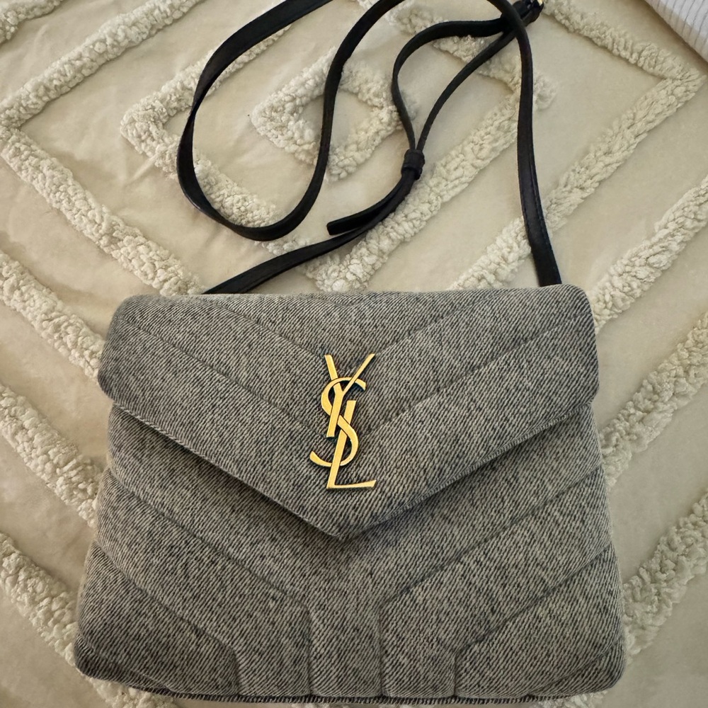 Yves Saint Laurent Gray Quilted Crossbody Bag